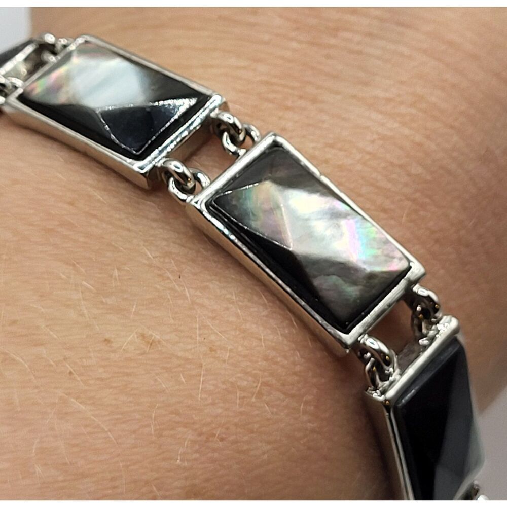 Lia Sophia Tennis Mother of Pearl Abalone Bracelet 8in